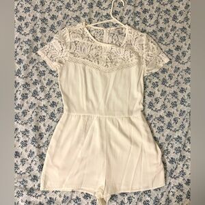Forever 21 White Lace-Top Romper
